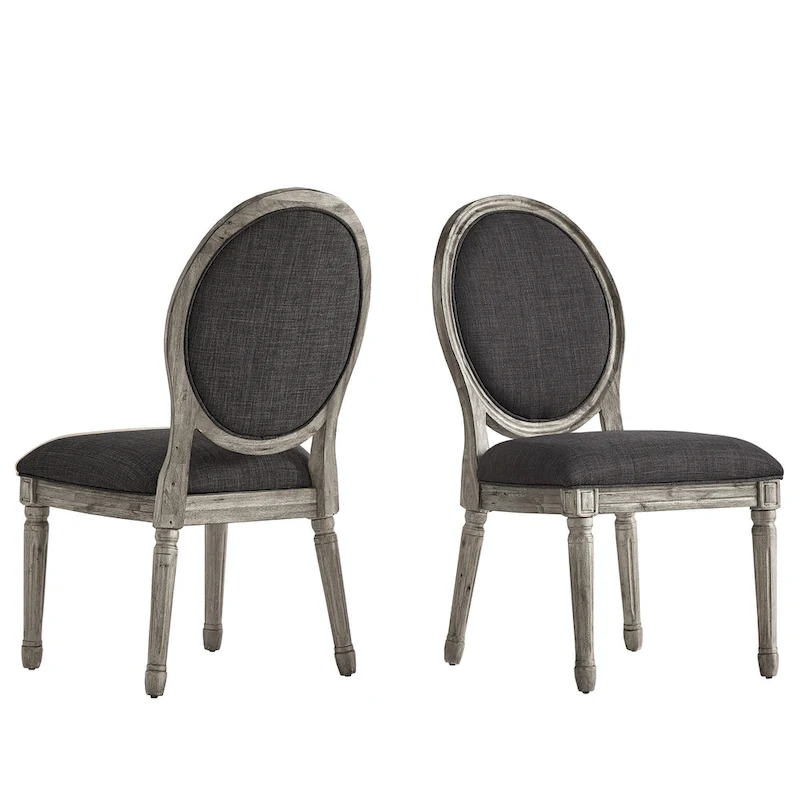 Deana Round Linen and Wood Dining Chairs (Set of 2) by iNSPIRE Q Artisan