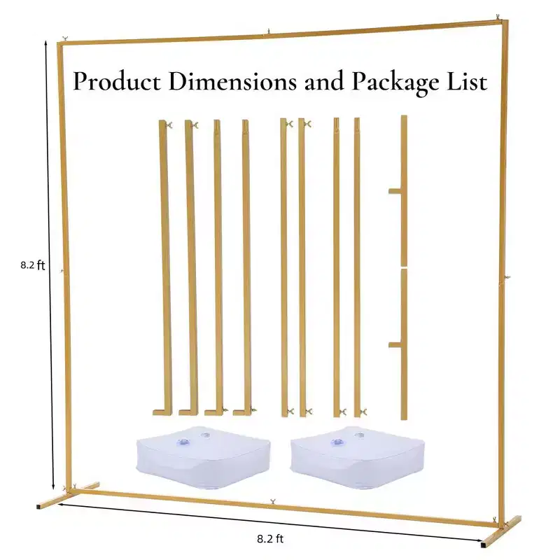 8x8 FT Square Wedding Backdrop Stand, Metal Balloon Arch Stand for Party and Ceremony, Square