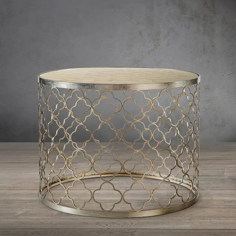 CraftHome W22 Natural Capiz Seashell French Single Round Coffee Table - 22 x 17