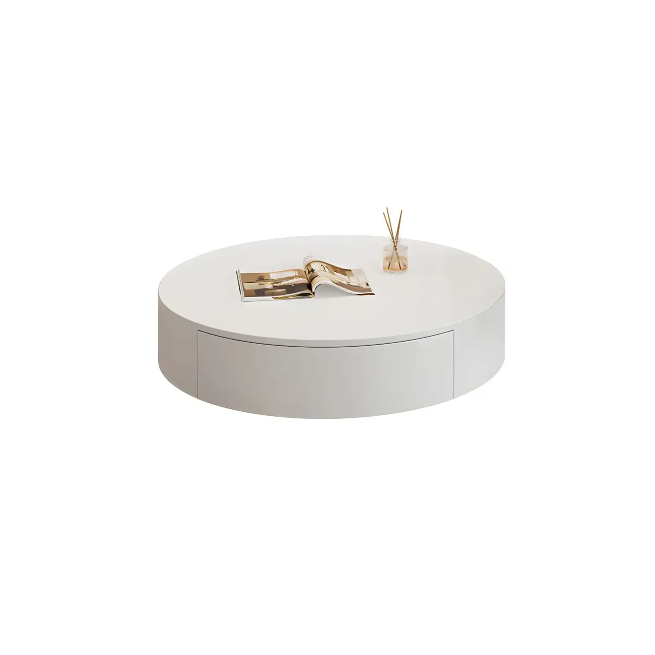 Modern Wooden White Round Nesting Coffee Tables