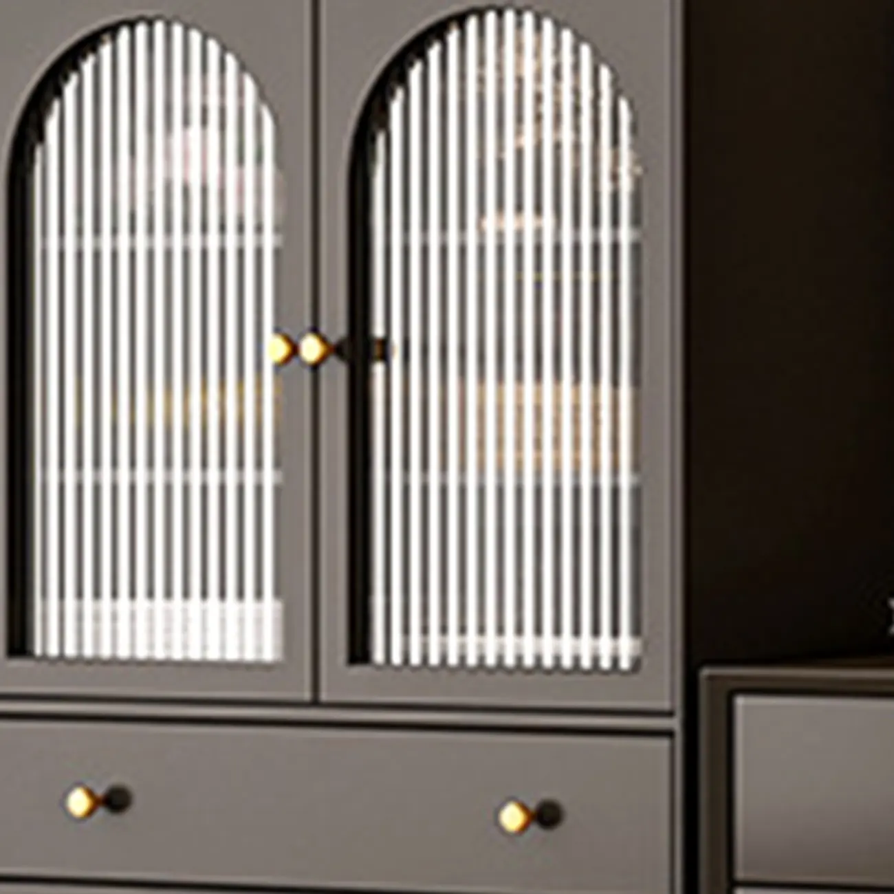 Modern Beige Solid Wood Accent Cabinet with 2 Drawers