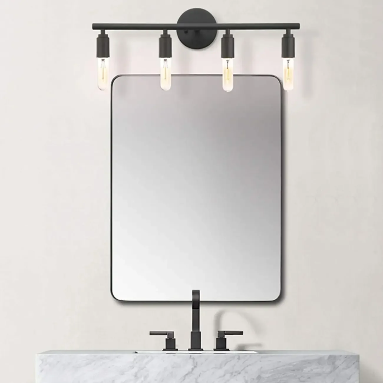 Industrial Black Metal 4-Light Cylinder Vanity Lights