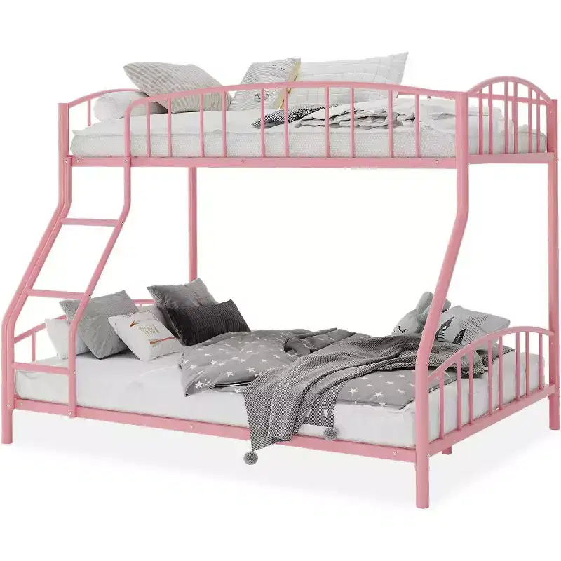 Twin Over Full Metal Bunk Bed, Space Saving Heavy Duty Steel Frame With Arched Guardrail And Ladder, Easy Assembly, No Box Spring Needed