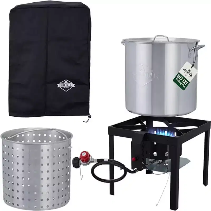 Hike Crew 80QT Outdoor Boiling Kit with Igniter, 110,000 BTU Seafood Boil Set for Crawfish & More