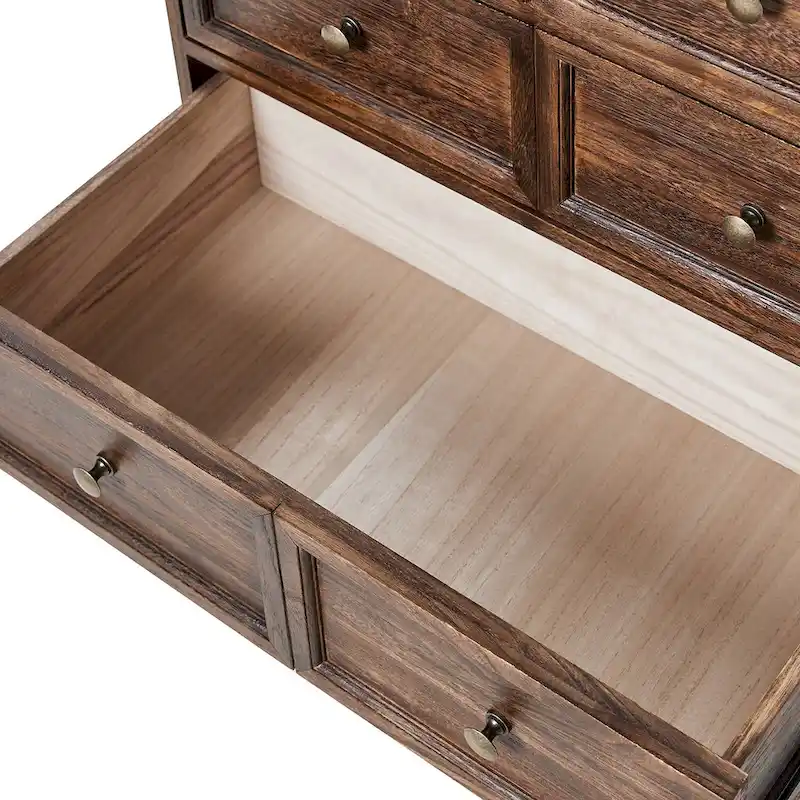 Distressed Farmhouse 3-Drawer Nightstand with Charging Station