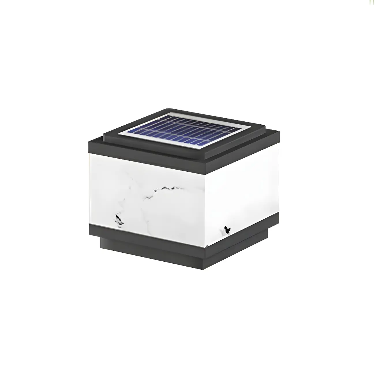 Modern Solar White Cube Outdoor Post Lights