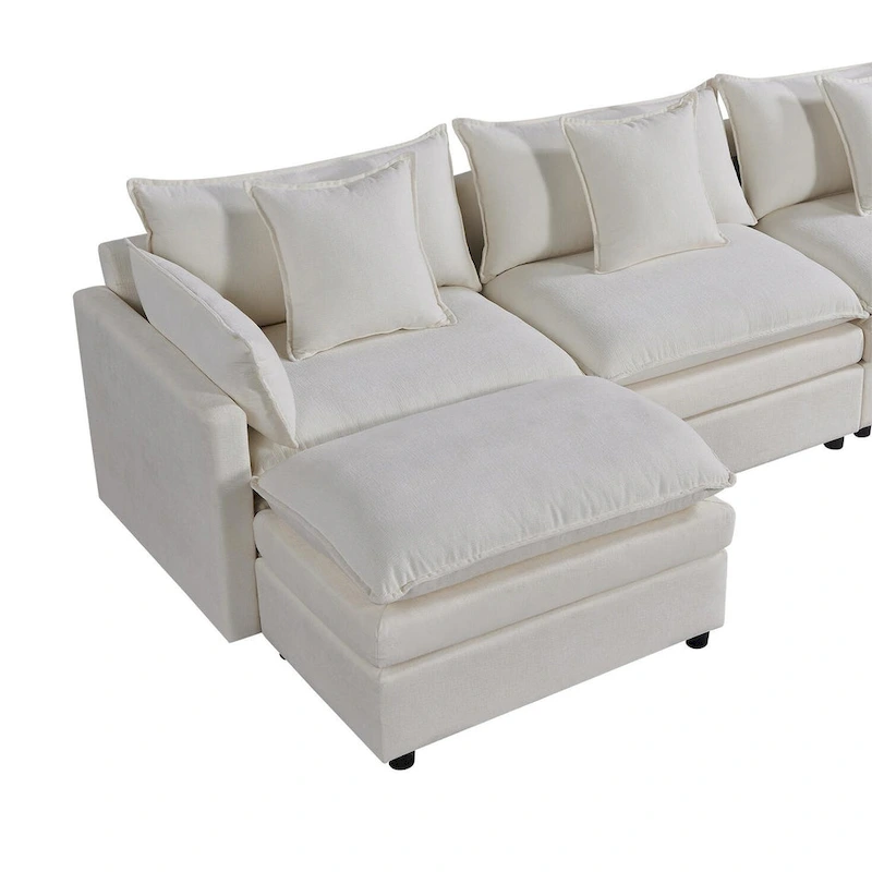 White 142.52 U-Shaped 6-Seater Sectional Sofa