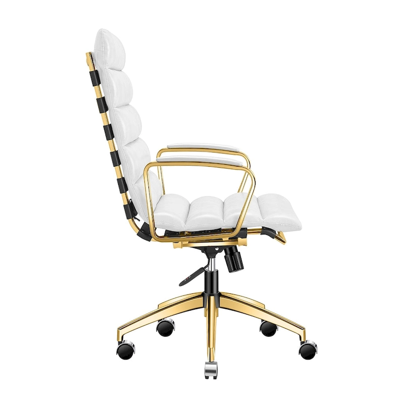 LUXMOD Office Chair Faux Leather Gold Frame Adjustable and Swivel