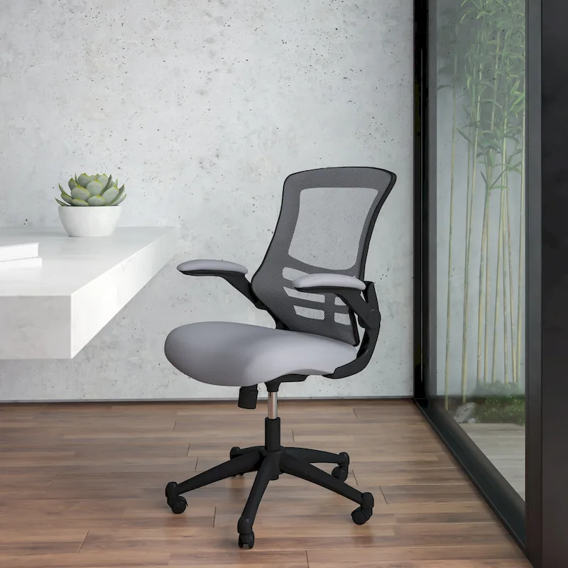 Mid-Back Mesh Swivel Ergonomic Task Office Chair with Flip-Up Arms