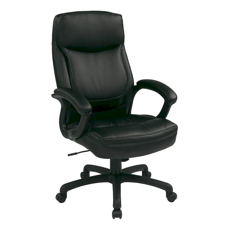 Work Smart Black Eco Leather High-back Contour Executive Chair