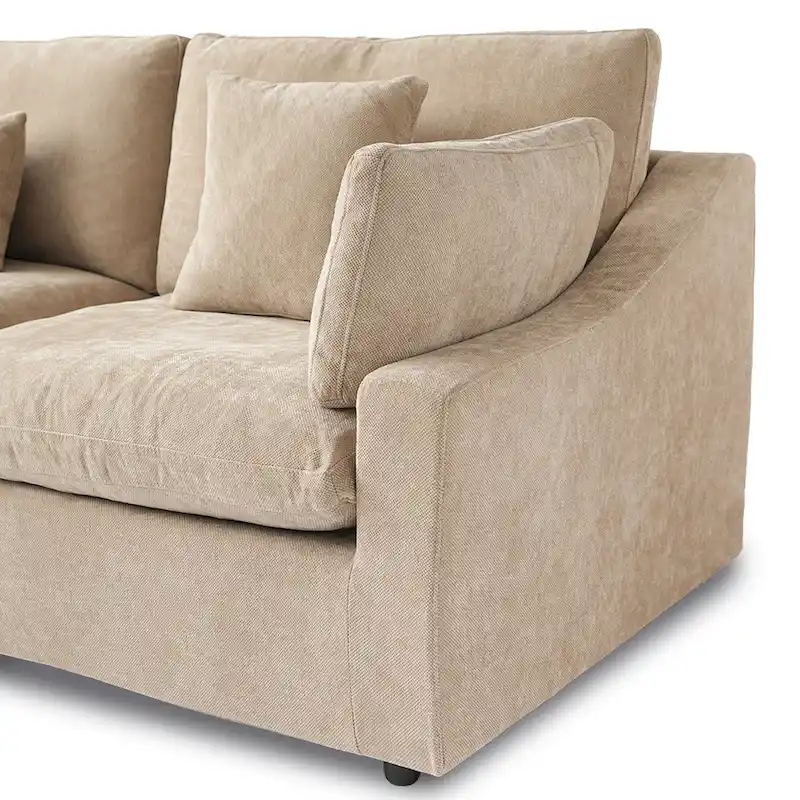 Classic Modern Linen Sectional Modular Sofa 4-Seater Down Filled Cloud Couch with Cushions