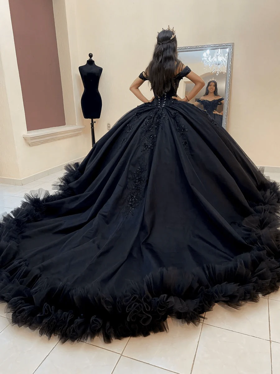 Ball Gown Tulle Off the Shoulder Quinceanera Prom Dress