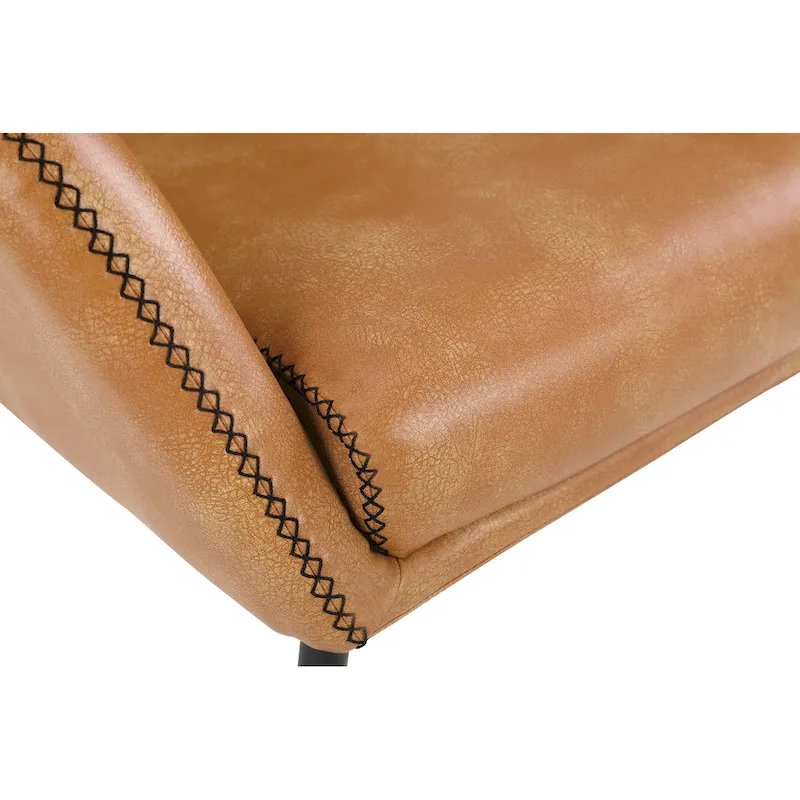 Brooks Accent Chair in Faux Leather with Stitch and Black Legs
