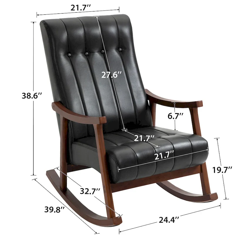 Upholstered Rocking Chair ModernHighBackArmchair