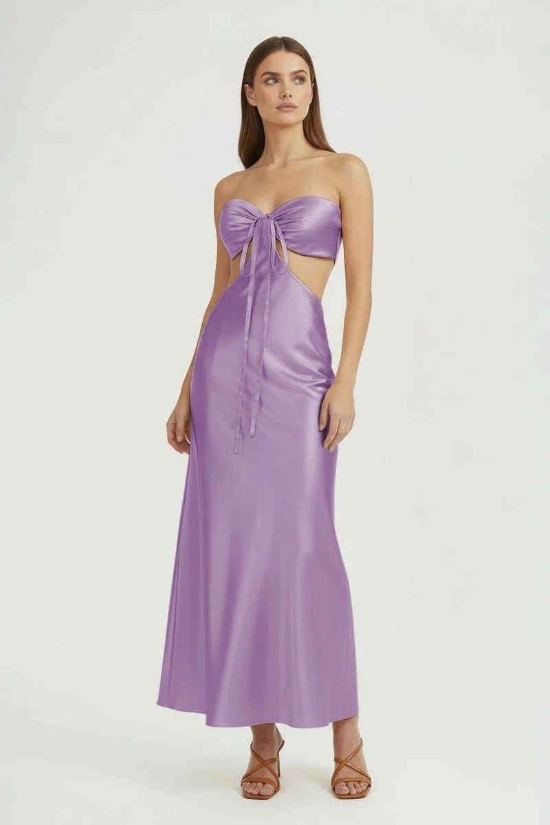 Aqua Strapless Sheath Satin Open Back Prom Dresses With Cutout
