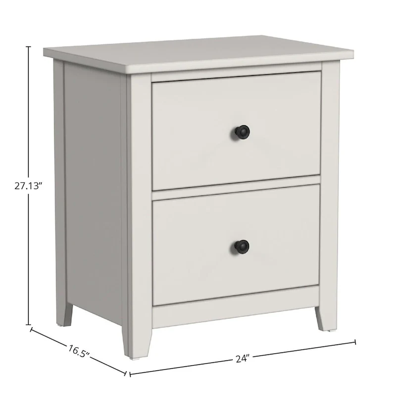 2-Drawer Farmhouse Wood Nightstand - Cream Finish