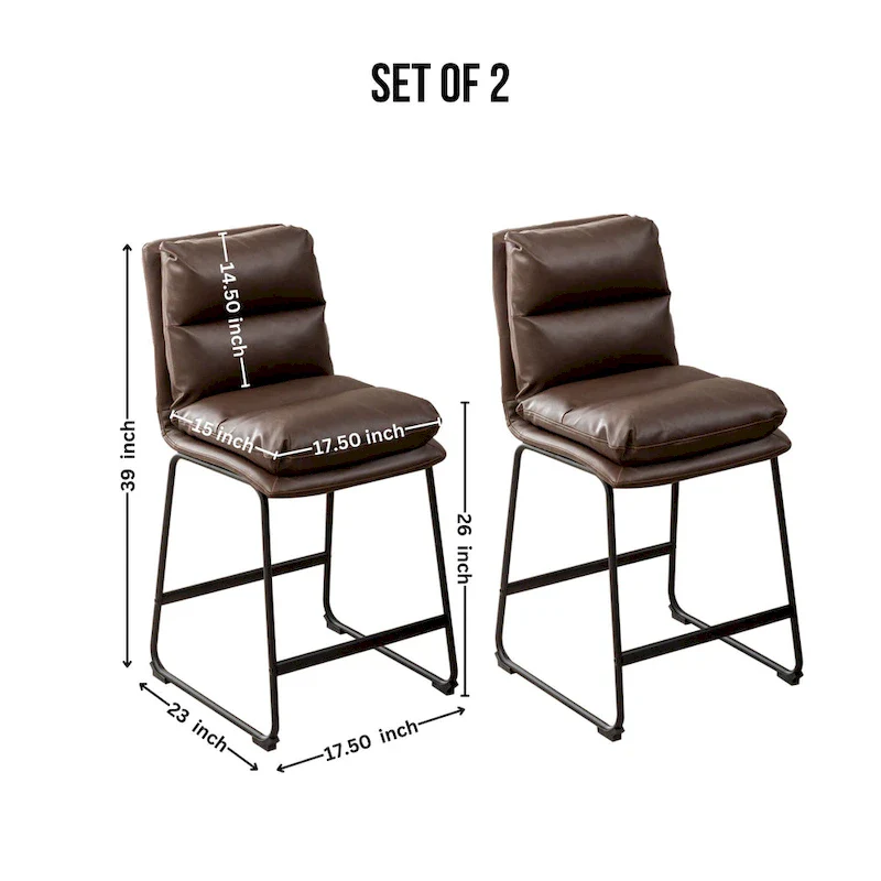 Milos Upholstered 26-inch Counter Height Stools, Set of 2