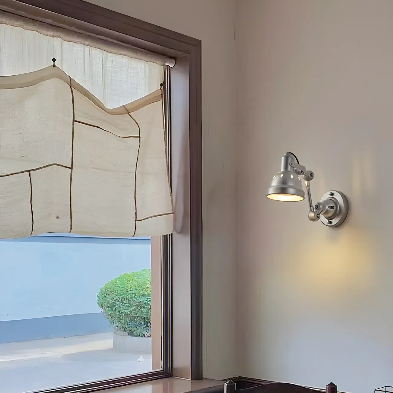 Industrial Metal Silver Adjustable Swing Arm Wall Light