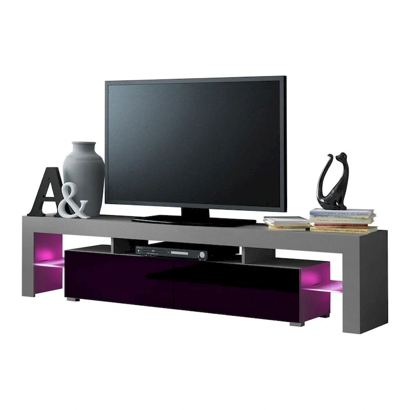 White 79-Inch TV Stand with LED Lights