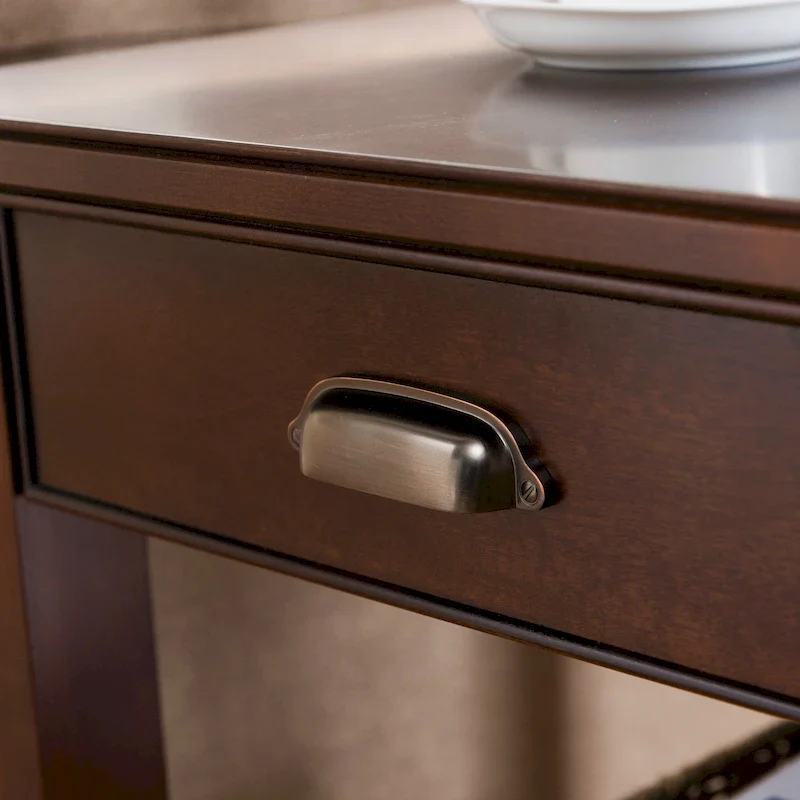 1-Drawer End Table with Shelf, Chocolate Cherry, Solid Wood, Single