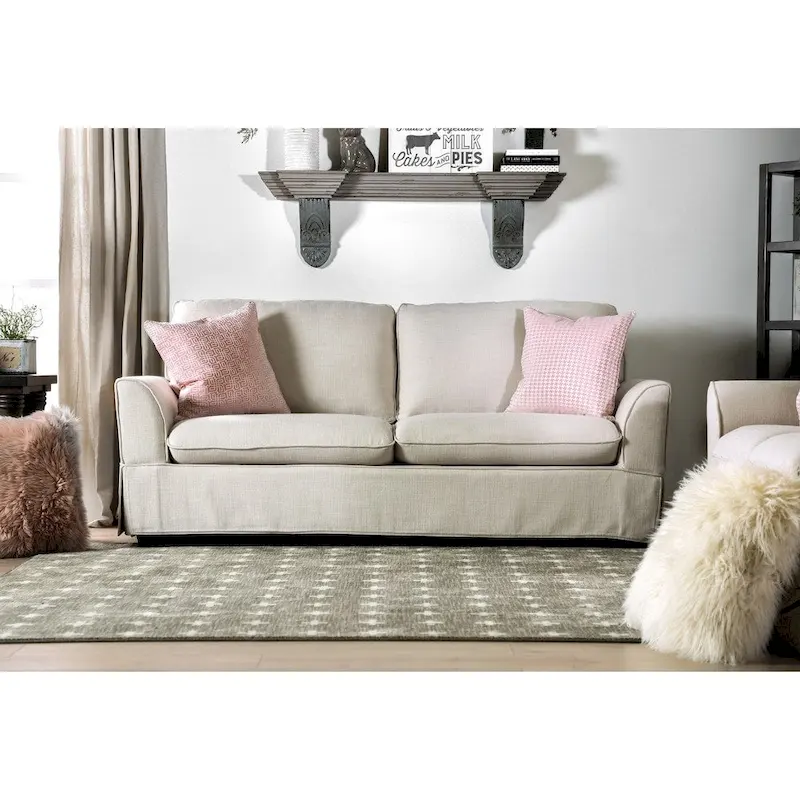 Slipcovered Sofa - Linen-Like Fabric - 3 Seater