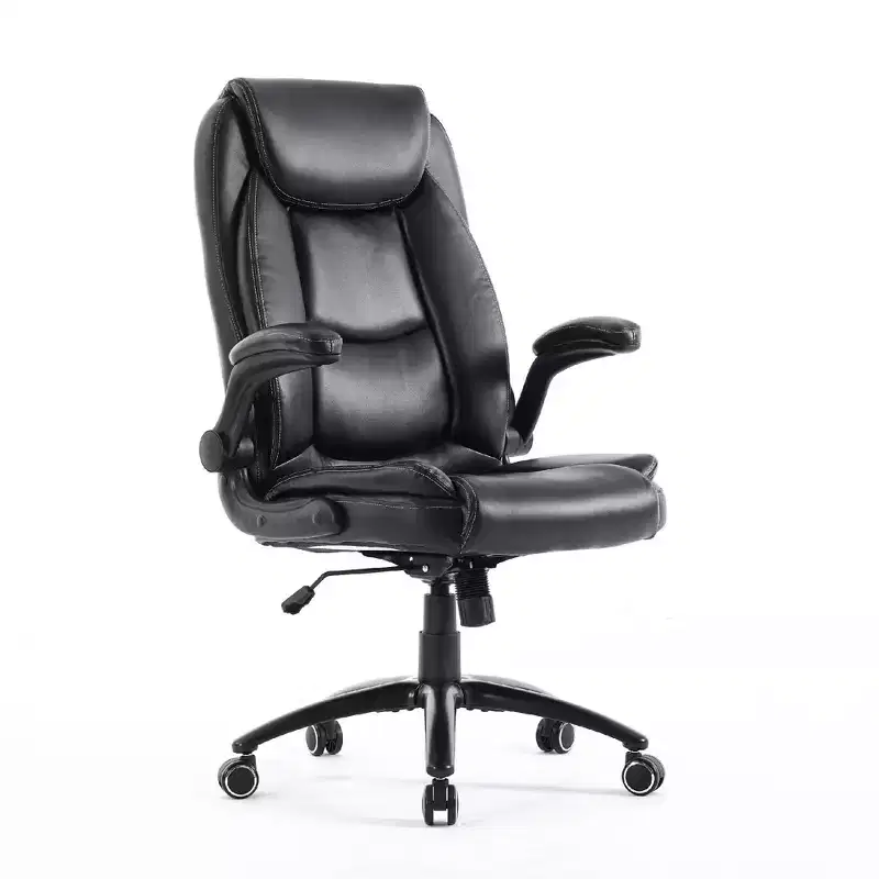 Ora Maison Big & Tall Office Chair  Leather Desk Chair with Adjustable Recline & Height and Flip-Up Armrests