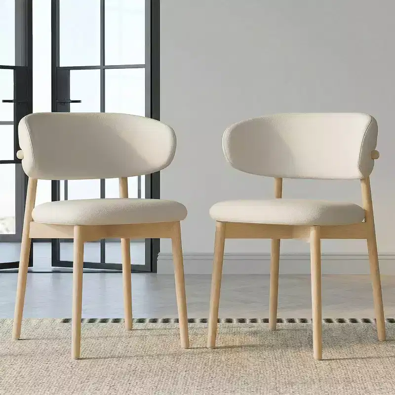 JVNOXK Set of 2 Mid-Century Modern Ash Wood Dining Chairs, Natural Wood Finish