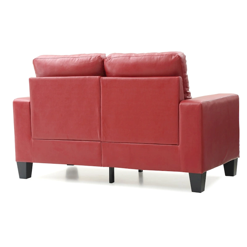 Newbury 58 in. W Flared Arm Faux Leather Straight Sofa - 32L x 58W x 36H