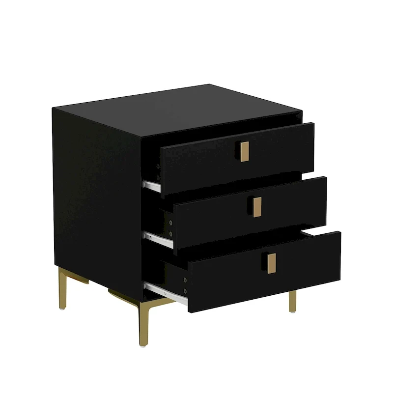 Natural Mid-Century Modern 3-Drawer Nightstand Bedside Table