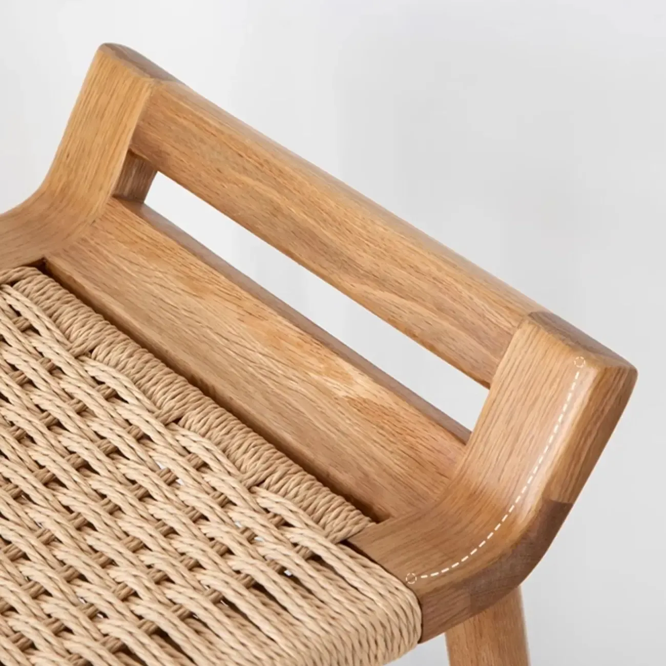 Natural Wood Backless Woven Seat Counter Height Bar Stool