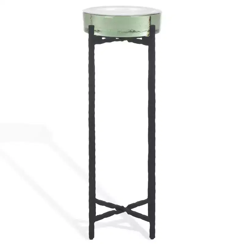 Kathaleen Cast Glass Drink Table - SFV7906 - Black/Clear - Safavieh Couture