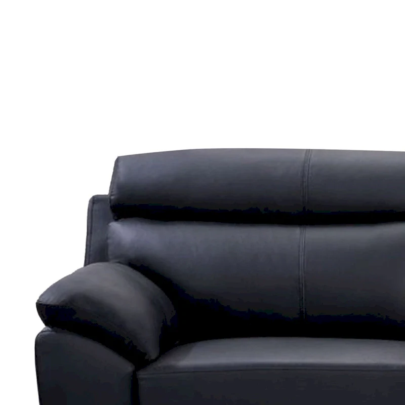 Justin Sofa, Black Top Grain Leather, Foam Cushions, Steel Legs, 80 Inch