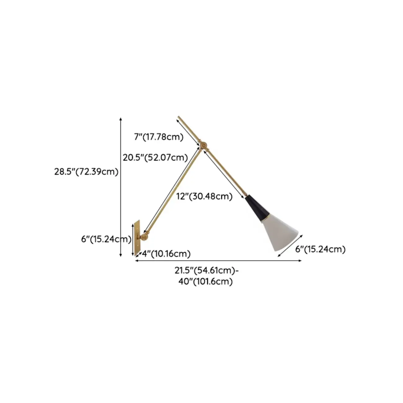 Gold Metal Modern White Aluminum Shade Swing Arm Wall Light