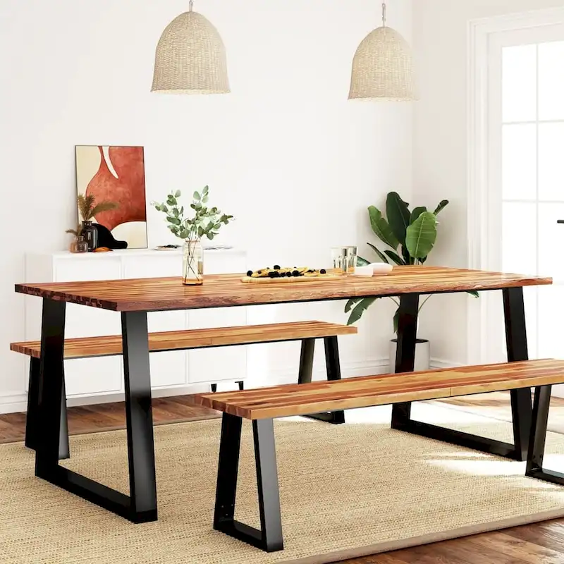 Dining Table with Live Edge Solid Acacia Wood