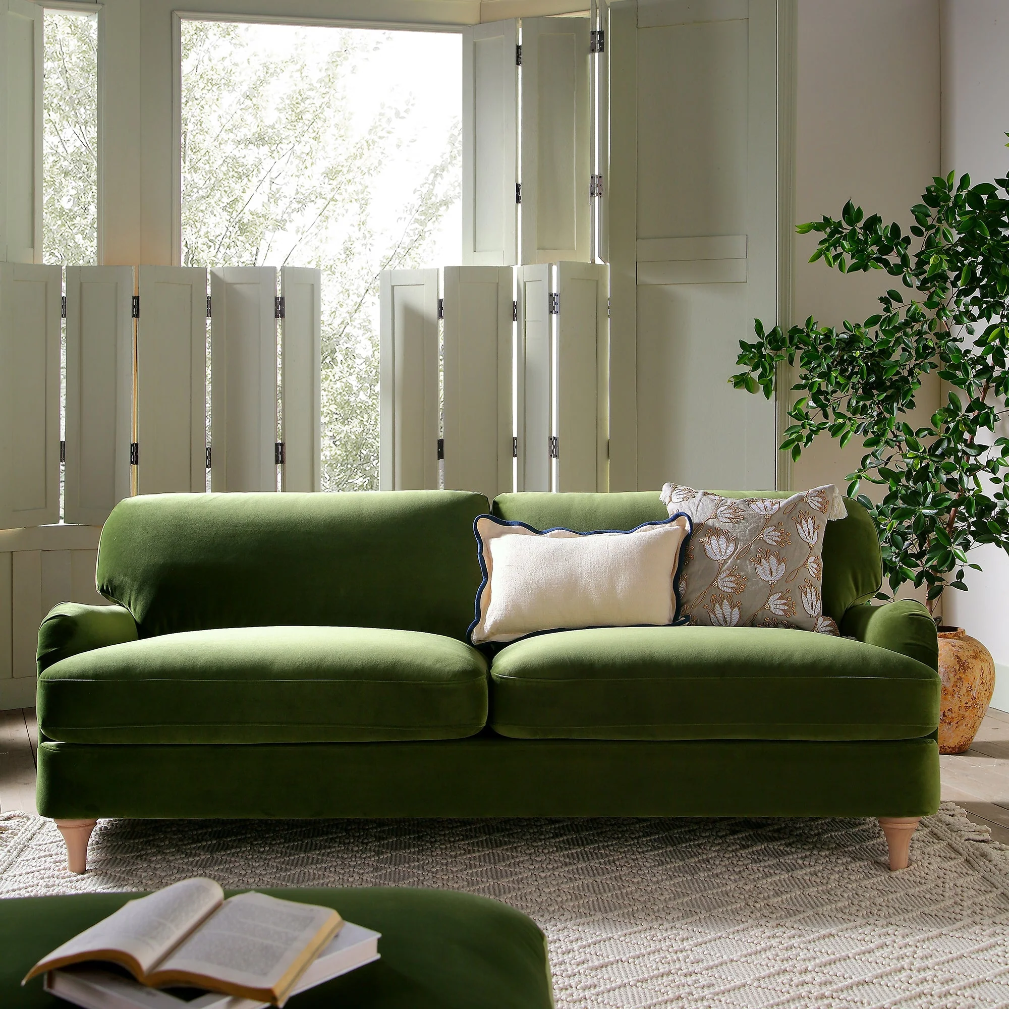 Fern Green Velvet Sofa, 3-Seater