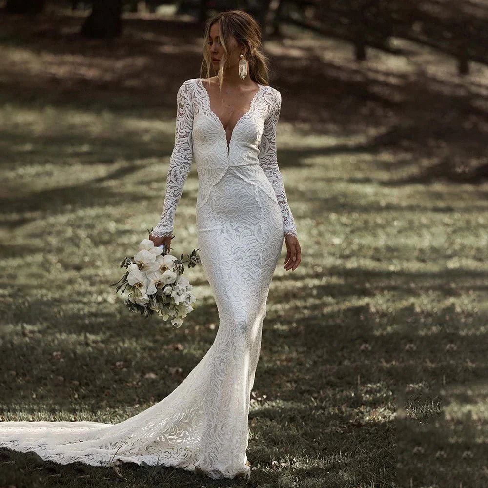 Mermaid Whisper Lace Embroidery Bridal Gown Wedding Dress