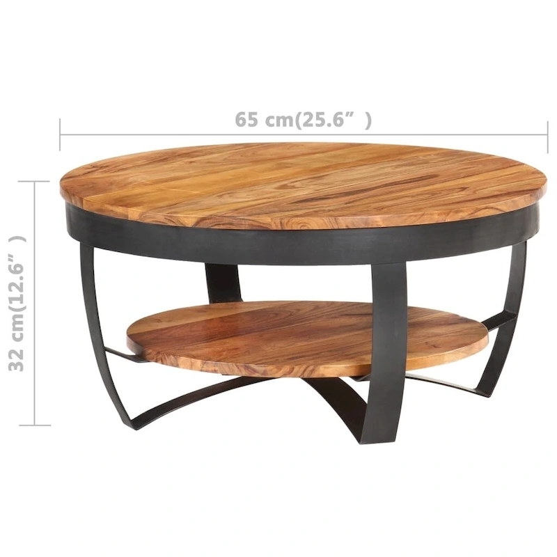 vidaXL Coffee Table 25.6x25.6x12.6 Solid Acacia Wood