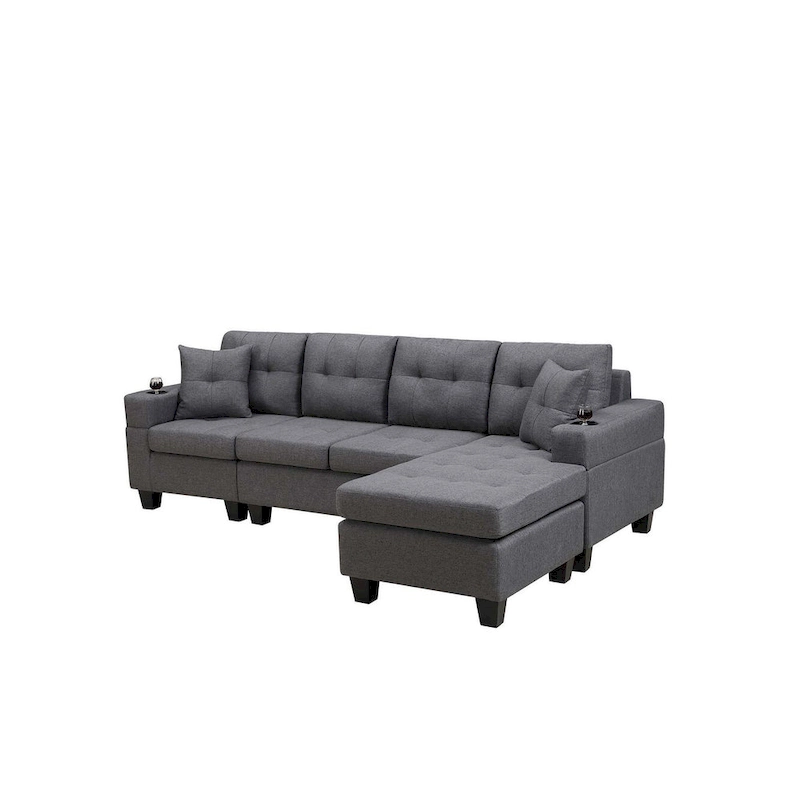 Living room sofa with convertible chaise longue