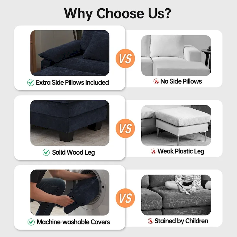 Modular Sectional Sofa with Ottoman and Deep Seat Sleeper