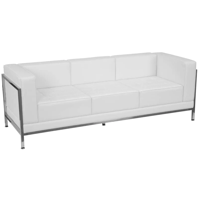 Modular Sofa with Quilted Tufted Seat and Stainless Steel Frame - 79W x 28.75D x 27.25H