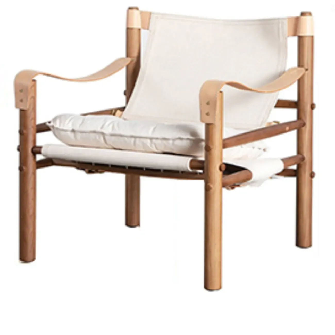 Mid-Century Modern Arm Chair Saddle Leather Living Room