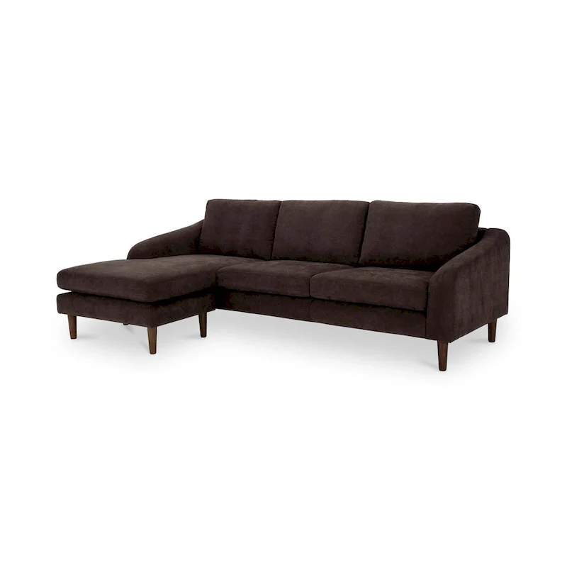 NADAAL STUDIOS Drew, Sectional with Reversible Chaise, Dark Brown - 98 X 59.2 X 33.5