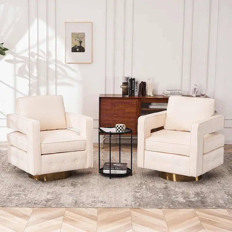 Swivel Barrel Chair for Living Room,360 Degree Swivel Club Modern Accent Single Sofa Chair(set of 2)