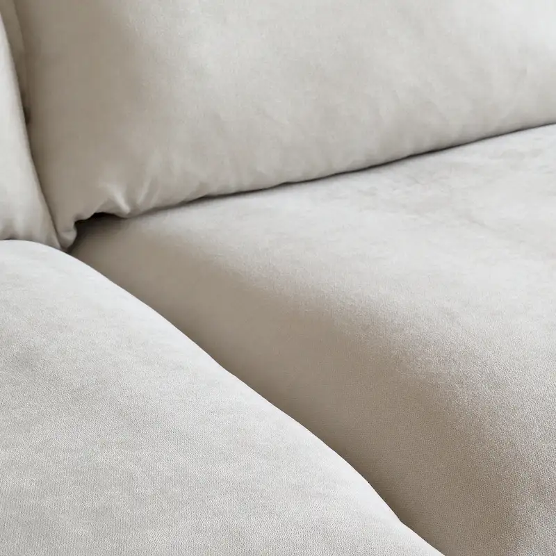 L-shape Linen Sofa Modern Upholstered Sectional Sofa with Ottoman