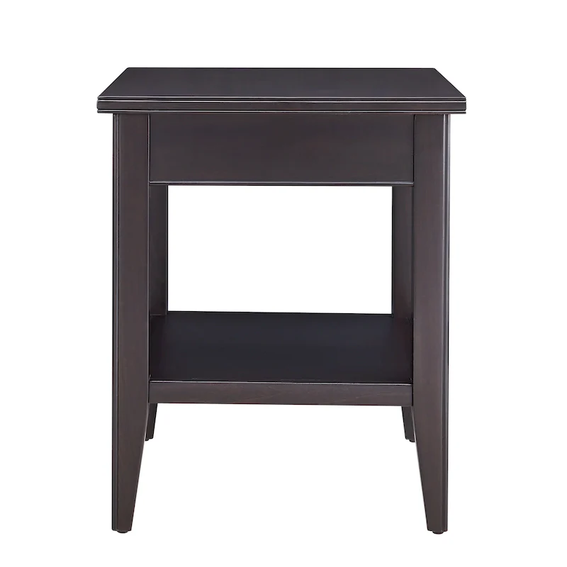 Laurent 20 in. Solid Wood End Table with Shelf and Drawer