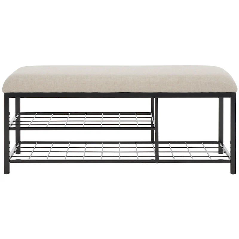 SAFAVIEH Yael Open Shelf Bench with Cushion - 42 W x 15 D x 18 H - 42Wx15Dx18H