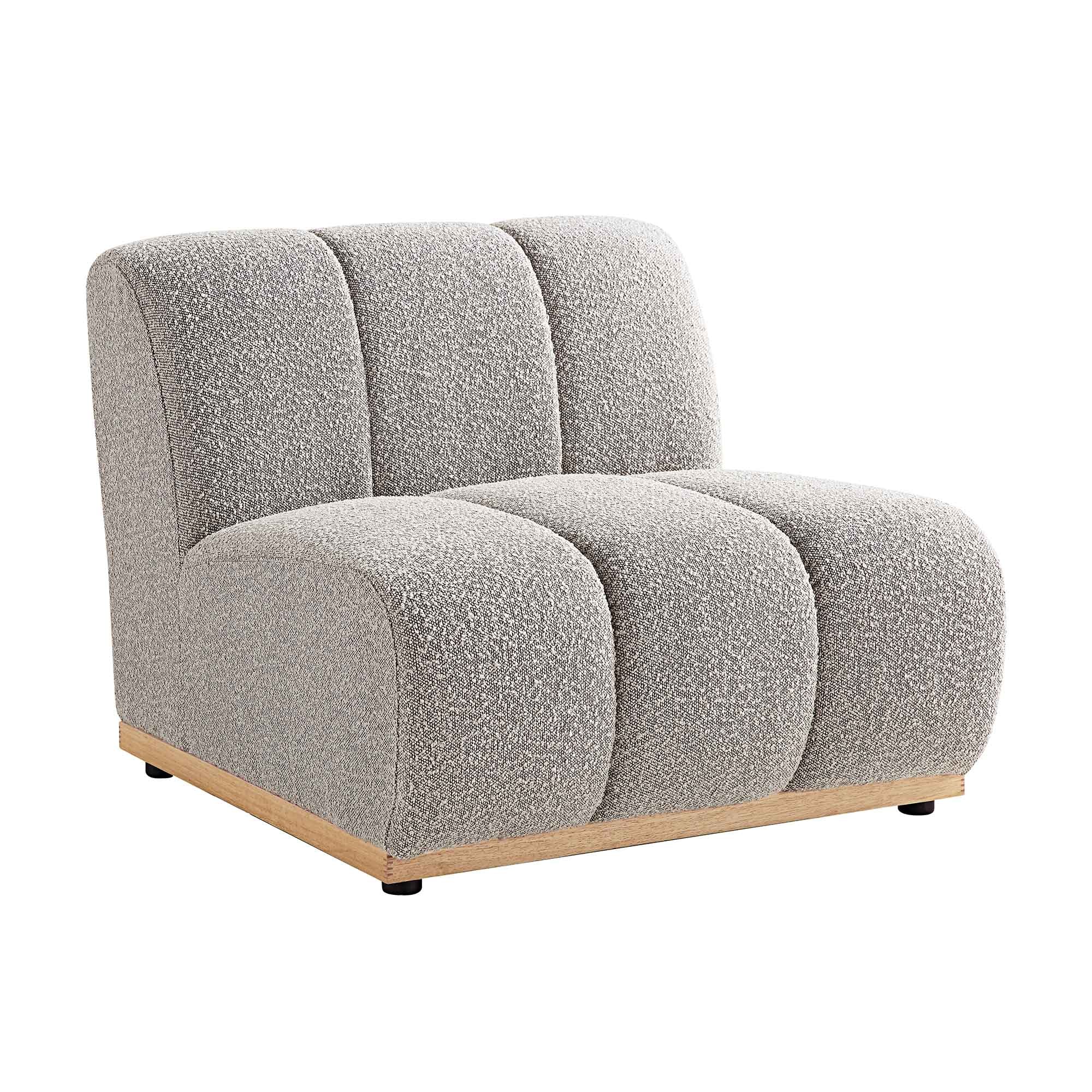 Taupe Boucle Sectional Sofa, 1-Seater Armless Sofa