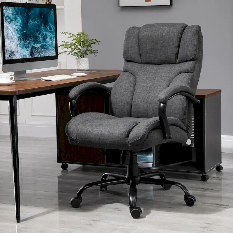Grey / Light Grey Big & Tall Ergonomic Office Chair with Wide Seat, Tilt Function & Adjustable Height - Single Use
