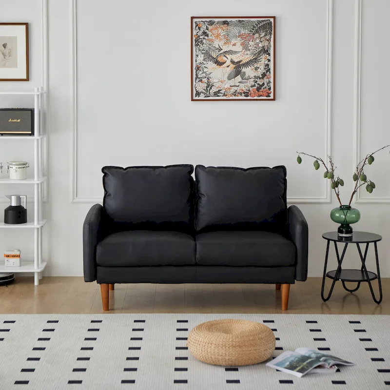 Faux leather 58 Square Arm Loveseat