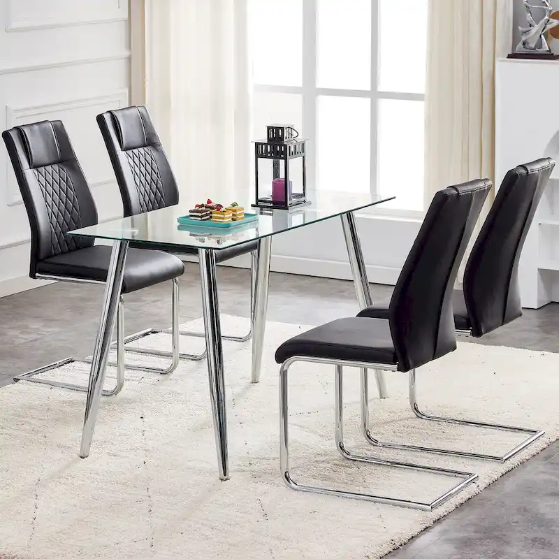 Modern dining chairs leather soft cushion seats